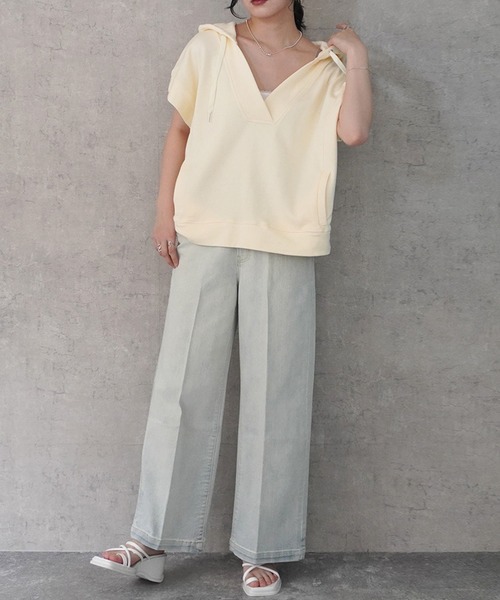 SELECT LEVERY(セレクトリベリー)の「センタープレス リサイクルデニムワイドパンツ(デニムパンツ・レディース・ネイビー/ブラック/ライトブルー/ブルー・LARGE/MEDIUM)」の7枚目の写真