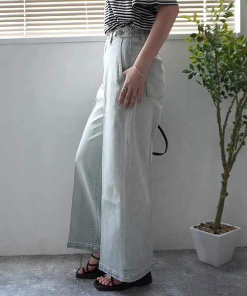 SELECT LEVERY(セレクトリベリー)の「センタープレス リサイクルデニムワイドパンツ(デニムパンツ・レディース・ネイビー/ブラック/ライトブルー/ブルー・LARGE/MEDIUM)」の8枚目の写真