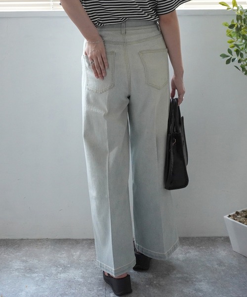 SELECT LEVERY(セレクトリベリー)の「センタープレス リサイクルデニムワイドパンツ(デニムパンツ・レディース・ネイビー/ブラック/ライトブルー/ブルー・LARGE/MEDIUM)」の9枚目の写真