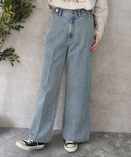 SELECT LEVERY(セレクトリベリー)の「センタープレス リサイクルデニムワイドパンツ(デニムパンツ・レディース・ネイビー/ブラック/ライトブルー/ブルー・LARGE/MEDIUM)」の11枚目の写真