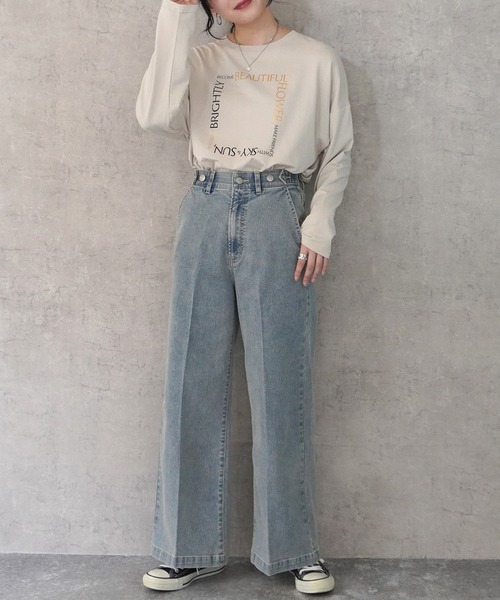 SELECT LEVERY(セレクトリベリー)の「センタープレス リサイクルデニムワイドパンツ(デニムパンツ・レディース・ネイビー/ブラック/ライトブルー/ブルー・LARGE/MEDIUM)」の12枚目の写真