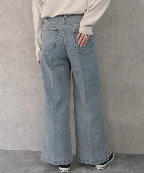 SELECT LEVERY(セレクトリベリー)の「センタープレス リサイクルデニムワイドパンツ(デニムパンツ・レディース・ネイビー/ブラック/ライトブルー/ブルー・LARGE/MEDIUM)」の14枚目の写真