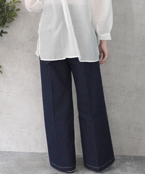 SELECT LEVERY(セレクトリベリー)の「センタープレス リサイクルデニムワイドパンツ(デニムパンツ・レディース・ネイビー/ブラック/ライトブルー/ブルー・LARGE/MEDIUM)」の18枚目の写真