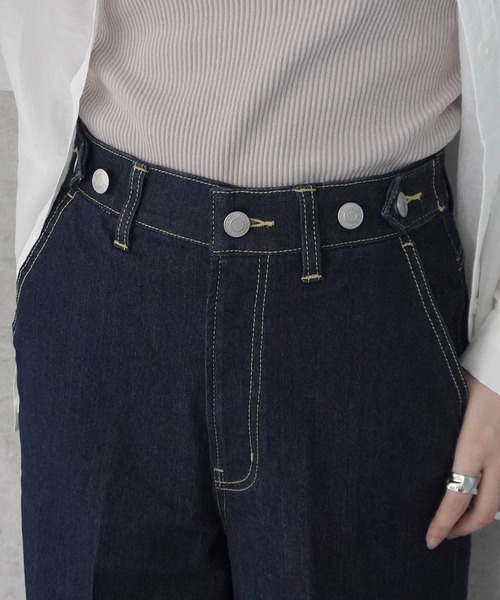 SELECT LEVERY(セレクトリベリー)の「センタープレス リサイクルデニムワイドパンツ(デニムパンツ・レディース・ネイビー/ブラック/ライトブルー/ブルー・LARGE/MEDIUM)」の19枚目の写真