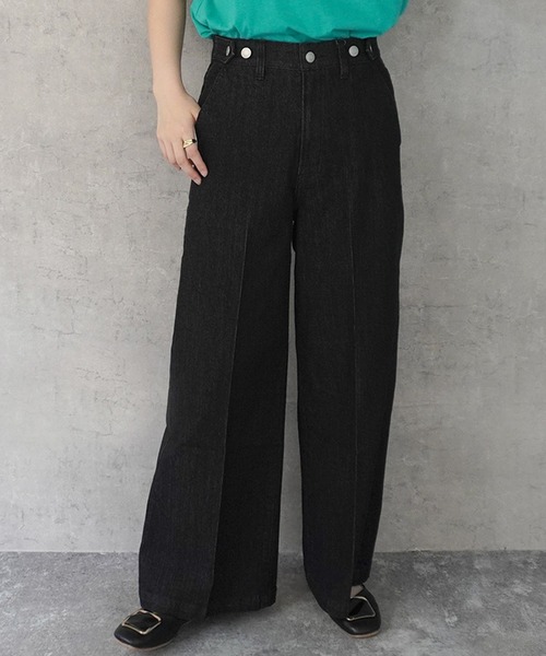 SELECT LEVERY(セレクトリベリー)の「センタープレス リサイクルデニムワイドパンツ(デニムパンツ・レディース・ネイビー/ブラック/ライトブルー/ブルー・LARGE/MEDIUM)」の20枚目の写真