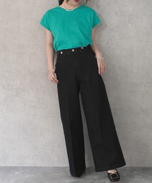 SELECT LEVERY(セレクトリベリー)の「センタープレス リサイクルデニムワイドパンツ(デニムパンツ・レディース・ネイビー/ブラック/ライトブルー/ブルー・LARGE/MEDIUM)」の21枚目の写真
