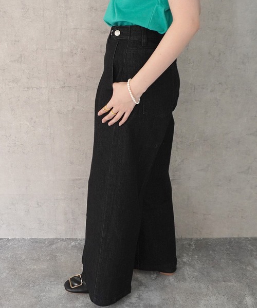 SELECT LEVERY(セレクトリベリー)の「センタープレス リサイクルデニムワイドパンツ(デニムパンツ・レディース・ネイビー/ブラック/ライトブルー/ブルー・LARGE/MEDIUM)」の22枚目の写真