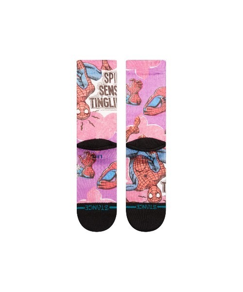 STANCE（スタンス）の「【STANCE/スタンス】SPIDEY SENSES KIDS　キッズクルーソックス「スパイダーマン」（ソックス/靴下・キッズ・マジェンタ・MEDIUM）」の3枚目の写真