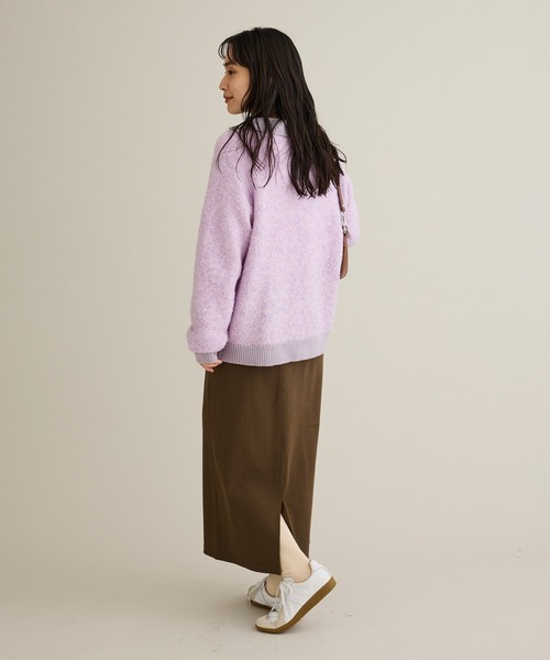 CRAFT STANDARD BOUTIQUE(クラフトスタンダードブティック)の「配色Vネックニットプルオーバー(ニット/セーター・レディース・チャコールグレー/パープル/ブラウン・FREE)」の6枚目の写真
