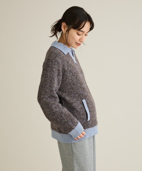 CRAFT STANDARD BOUTIQUE(クラフトスタンダードブティック)の「配色Vネックニットプルオーバー(ニット/セーター・レディース・チャコールグレー/パープル/ブラウン・FREE)」の22枚目の写真