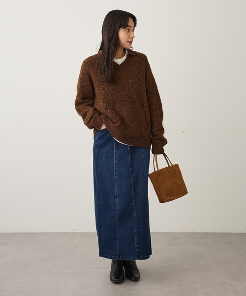 CRAFT STANDARD BOUTIQUE(クラフトスタンダードブティック)の「配色Vネックニットプルオーバー(ニット/セーター・レディース・チャコールグレー/パープル/ブラウン・FREE)」の16枚目の写真