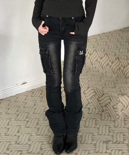 【タグ付】y2k cookjeans ブーツカット フレアデニム ダークブラウン セール】【日本未発売/WEB限定】MUCENT(ムセント)/美脚 ブーツカット