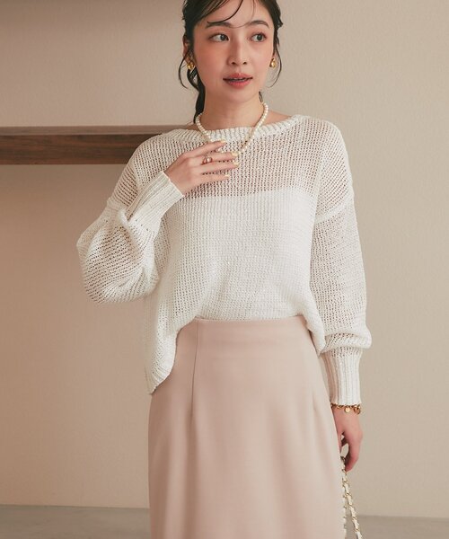 La boutique BonBon(ラブティックボンボン)の「スパンコールギマニット(ニット/セーター・レディース・ホワイト/イエロー/ライトベージュ・FREE)」の5枚目の写真
