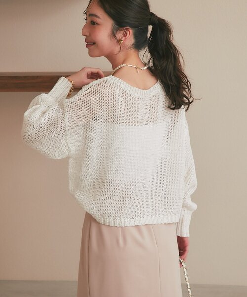 La boutique BonBon(ラブティックボンボン)の「スパンコールギマニット(ニット/セーター・レディース・ホワイト/イエロー/ライトベージュ・FREE)」の6枚目の写真