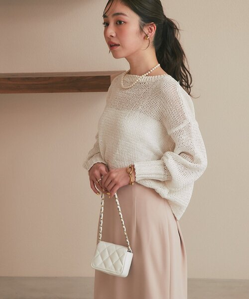 La boutique BonBon(ラブティックボンボン)の「スパンコールギマニット(ニット/セーター・レディース・ホワイト/イエロー/ライトベージュ・FREE)」の7枚目の写真
