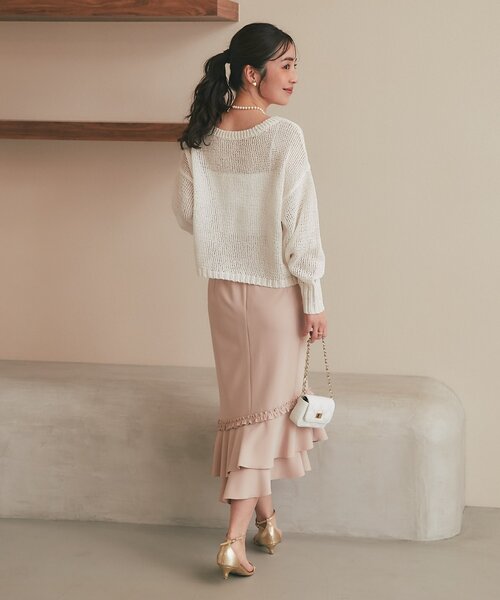 La boutique BonBon(ラブティックボンボン)の「スパンコールギマニット(ニット/セーター・レディース・ホワイト/イエロー/ライトベージュ・FREE)」の11枚目の写真