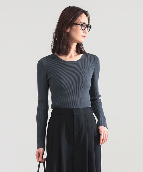 Demi-Luxe BEAMS（デミルクス ビームス）の「14ゲージ ベーシック リブニット（ニット/セーター・レディース・ホワイト系その他6/イエロー系その他2/チャコールグレー・ONE SIZE）」の2枚目の写真