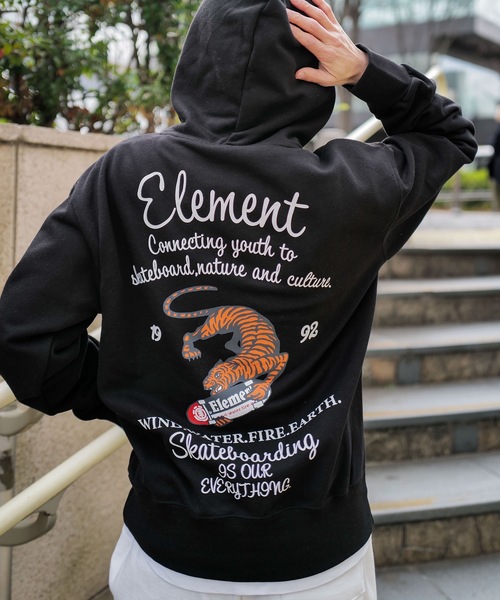 ELEMENT(エレメント)の「ELEMENT メンズ TIGER HOOD パーカー 【2026年春夏モデル】(パーカー・メンズ・ブラック系その他/ブラック/ホワイト・MEDIUM/X-LARGE/LARGE)」の1枚目の写真