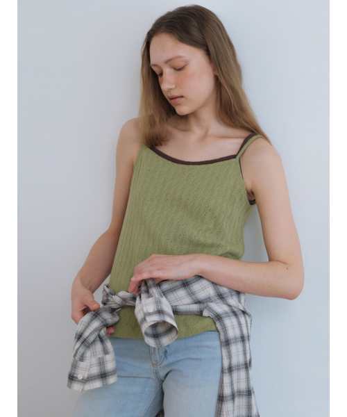 UNNOUT(アナウト)の「CROCHET SLEEVELESS SHIRT SAGE(Tシャツ/カットソー・レディース・その他・ONE SIZE)」の1枚目の写真
