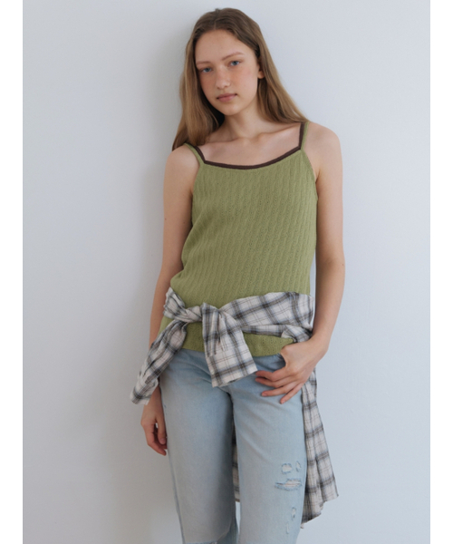 UNNOUT(アナウト)の「CROCHET SLEEVELESS SHIRT SAGE(Tシャツ/カットソー・レディース・その他・ONE SIZE)」の2枚目の写真