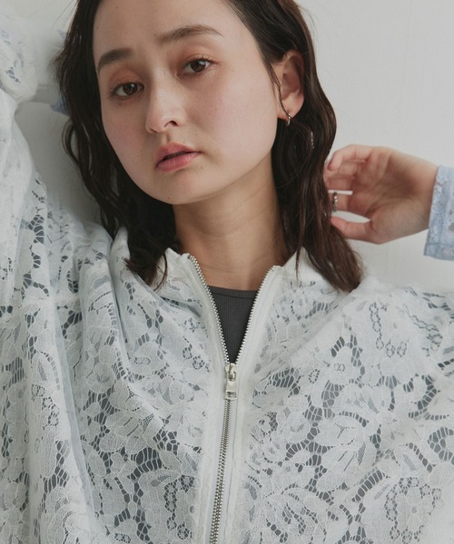 ad thie(アドティエ)の「シアーレース ジップブルゾン(ブルゾン・レディース・ブラック/オフホワイト・FREE)」の14枚目の写真