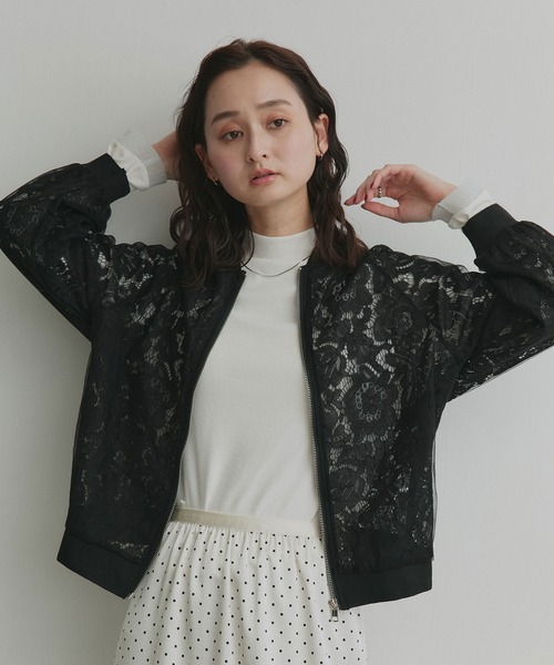 ad thie(アドティエ)の「シアーレース ジップブルゾン(ブルゾン・レディース・ブラック/オフホワイト・FREE)」の21枚目の写真