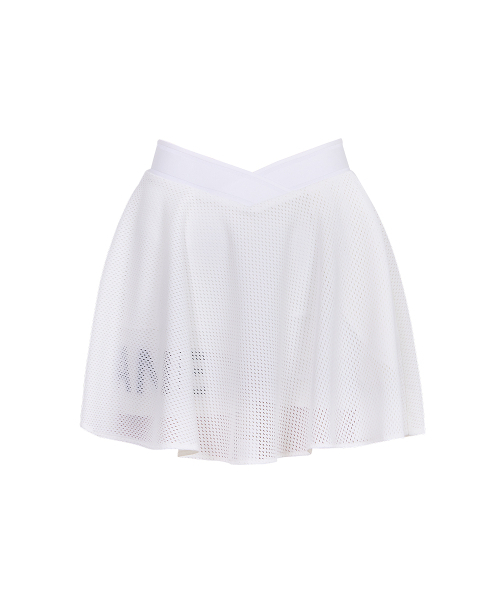 J.JANE（ジェイジェーン）の「Vバンドメッシュフレアスカート (ホワイト)（スカート・レディース・その他・S/XS/M）」の2枚目の写真