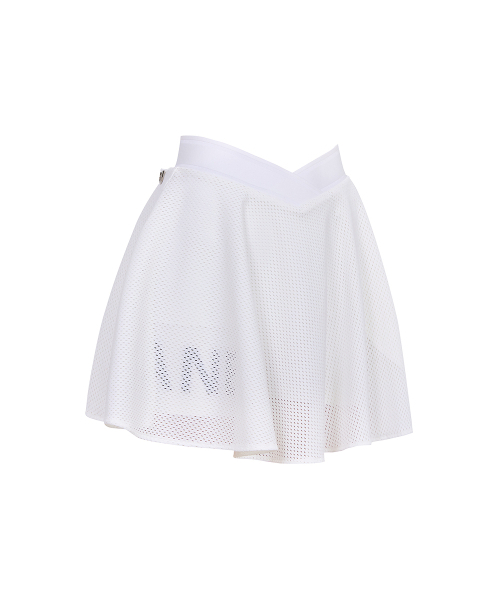 J.JANE（ジェイジェーン）の「Vバンドメッシュフレアスカート (ホワイト)（スカート・レディース・その他・S/XS/M）」の3枚目の写真
