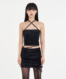 VELVET STRING TUBE TOP (BLACK)