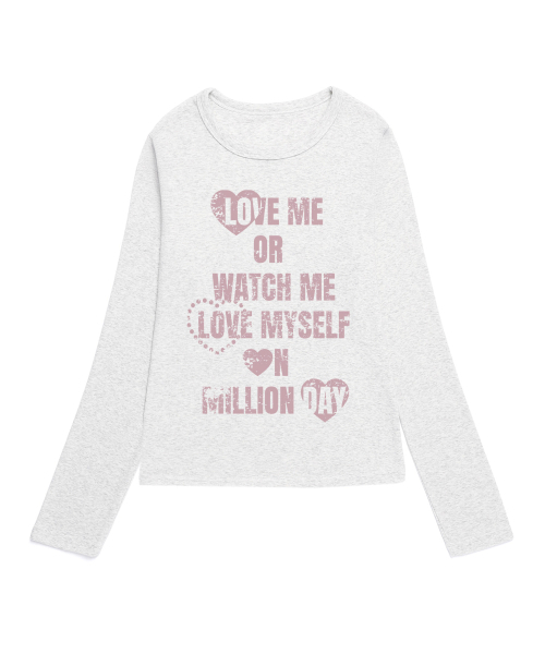MILLION DAY(ミリオンデイ)の「トリプルラブ スリムフィット ロングスリーブ(Tシャツ/カットソー・レディース・その他・L/M/S)」の1枚目の写真