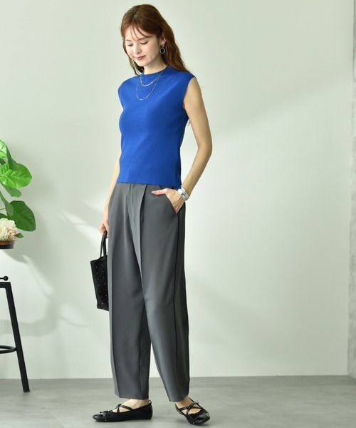 INTERPLANET(インタープラネット)の「サラサラ合繊ライン入りセンタープレスパンツ(その他パンツ・レディース・グレー/ブラック・FREE)」の3枚目の写真