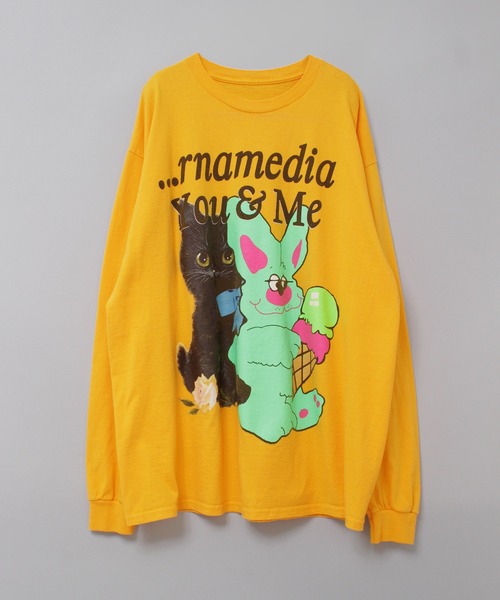 RNA(アールエヌエー)の「M2618 キャット&ラビットロンT(Tシャツ/カットソー・レディース・ライトブルー/ホワイト/オレンジ・MEDIUM)」の12枚目の写真