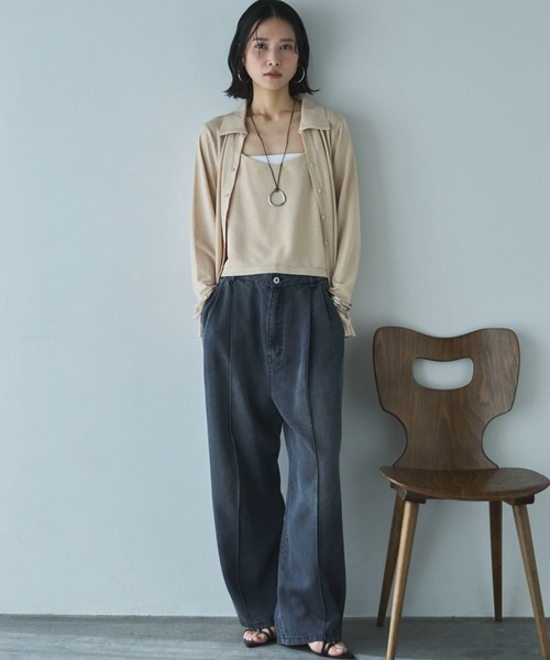 Doux archives(ドゥアルシーヴ)の「【やわらかシリーズ】センターシームソフトデニム(デニムパンツ・レディース・ブルー/チャコールグレー/サックスブルー・MEDIUM/SMALL)」の4枚目の写真