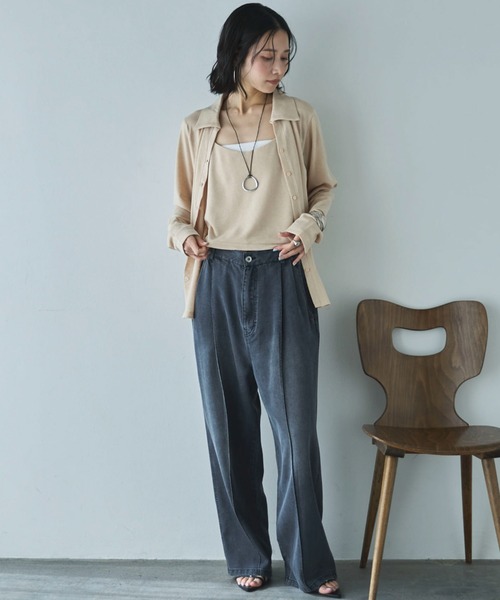 Doux archives(ドゥアルシーヴ)の「【やわらかシリーズ】センターシームソフトデニム(デニムパンツ・レディース・ブルー/チャコールグレー/サックスブルー・MEDIUM/SMALL)」の8枚目の写真