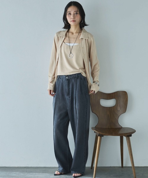 Doux archives(ドゥアルシーヴ)の「【やわらかシリーズ】センターシームソフトデニム(デニムパンツ・レディース・ブルー/チャコールグレー/サックスブルー・MEDIUM/SMALL)」の9枚目の写真