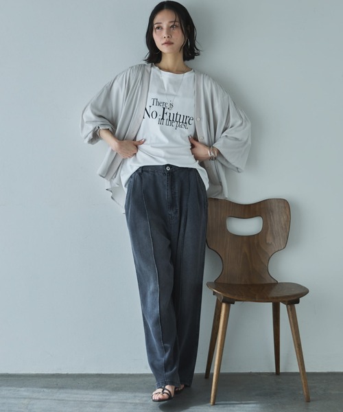 Doux archives(ドゥアルシーヴ)の「【やわらかシリーズ】センターシームソフトデニム(デニムパンツ・レディース・ブルー/チャコールグレー/サックスブルー・MEDIUM/SMALL)」の13枚目の写真