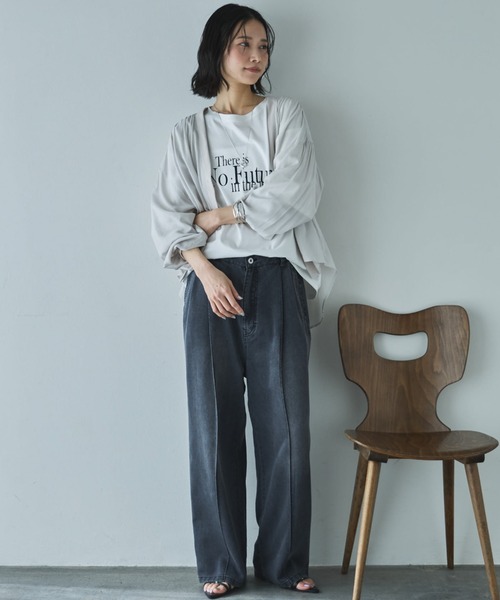 Doux archives(ドゥアルシーヴ)の「【やわらかシリーズ】センターシームソフトデニム(デニムパンツ・レディース・ブルー/チャコールグレー/サックスブルー・MEDIUM/SMALL)」の15枚目の写真