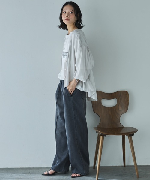 Doux archives(ドゥアルシーヴ)の「【やわらかシリーズ】センターシームソフトデニム(デニムパンツ・レディース・ブルー/チャコールグレー/サックスブルー・MEDIUM/SMALL)」の16枚目の写真