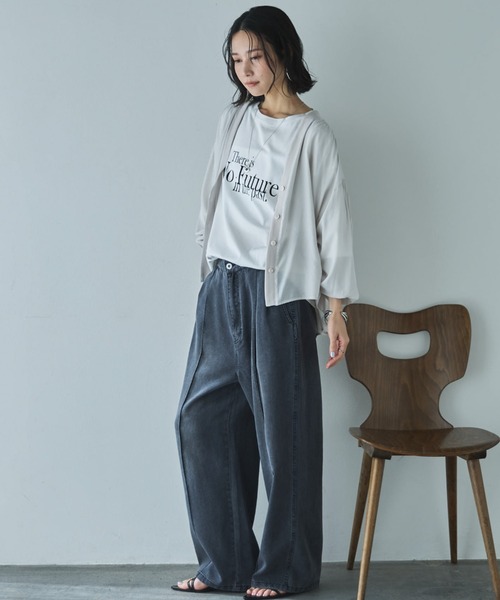 Doux archives(ドゥアルシーヴ)の「【やわらかシリーズ】センターシームソフトデニム(デニムパンツ・レディース・ブルー/チャコールグレー/サックスブルー・MEDIUM/SMALL)」の17枚目の写真