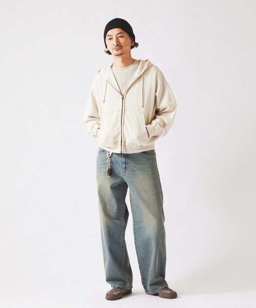 JOURNAL STANDARD relume（ジャーナルスタンダード　レリューム）の「ラフカット ジップパーカー（パーカー・メンズ・サックスブルー/ベージュ/ライトグリーン/ピンク・MEDIUM/LARGE）」の6枚目の写真