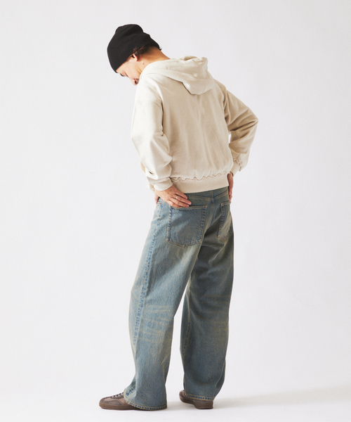 JOURNAL STANDARD relume（ジャーナルスタンダード　レリューム）の「ラフカット ジップパーカー（パーカー・メンズ・サックスブルー/ベージュ/ライトグリーン/ピンク・MEDIUM/LARGE）」の12枚目の写真