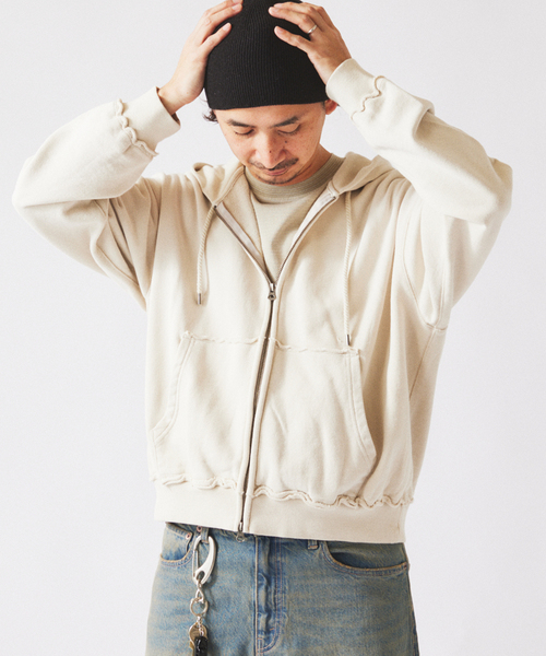 JOURNAL STANDARD relume（ジャーナルスタンダード　レリューム）の「ラフカット ジップパーカー（パーカー・メンズ・サックスブルー/ベージュ/ライトグリーン/ピンク・MEDIUM/LARGE）」の13枚目の写真