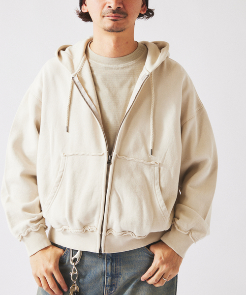 JOURNAL STANDARD relume（ジャーナルスタンダード　レリューム）の「ラフカット ジップパーカー（パーカー・メンズ・サックスブルー/ベージュ/ライトグリーン/ピンク・MEDIUM/LARGE）」の14枚目の写真