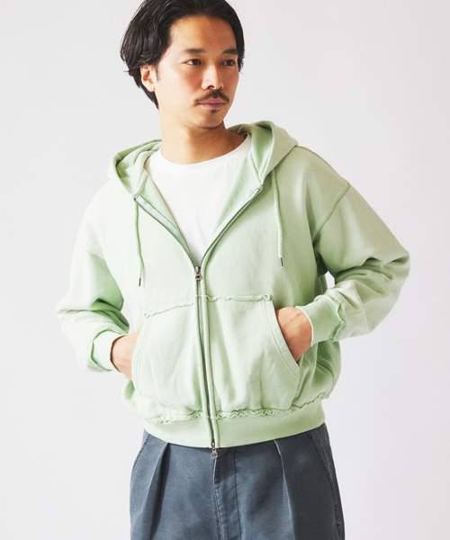 JOURNAL STANDARD relume（ジャーナルスタンダード　レリューム）の「ラフカット ジップパーカー（パーカー・メンズ・サックスブルー/ベージュ/ライトグリーン/ピンク・MEDIUM/LARGE）」の22枚目の写真