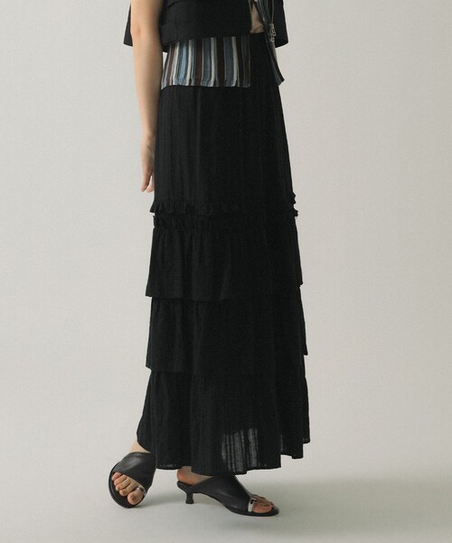 Ray BEAMS（レイビームス）の「カットソーレース ティアード スカート（スカート・レディース・ブラック/ホワイト・ONE SIZE）」の12枚目の写真