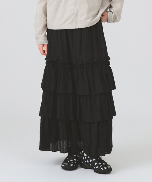 Ray BEAMS（レイビームス）の「カットソーレース ティアード スカート（スカート・レディース・ブラック/ホワイト・ONE SIZE）」の14枚目の写真