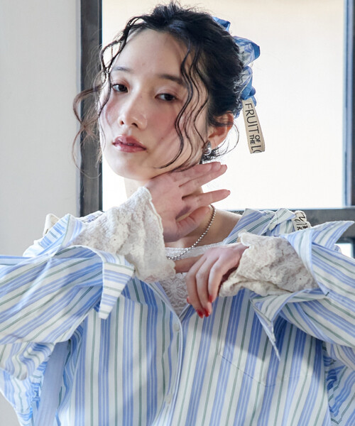 FREAK'S STORE（フリークスストア）の「ストレッチ レース トップス（Tシャツ/カットソー・レディース・ブラック/オフホワイト・ﾌﾘ-）」の2枚目の写真