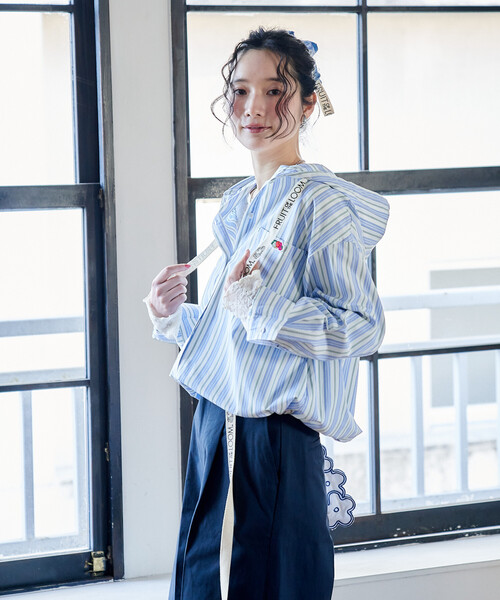 FREAK'S STORE（フリークスストア）の「ストレッチ レース トップス（Tシャツ/カットソー・レディース・ブラック/オフホワイト・ﾌﾘ-）」の5枚目の写真