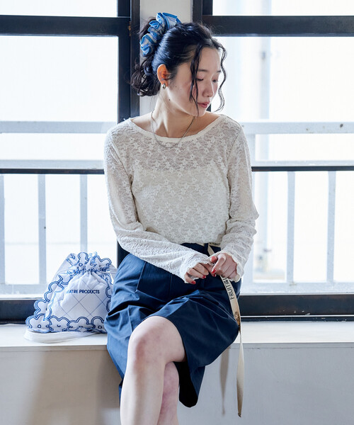 FREAK'S STORE（フリークスストア）の「ストレッチ レース トップス（Tシャツ/カットソー・レディース・ブラック/オフホワイト・ﾌﾘ-）」の11枚目の写真