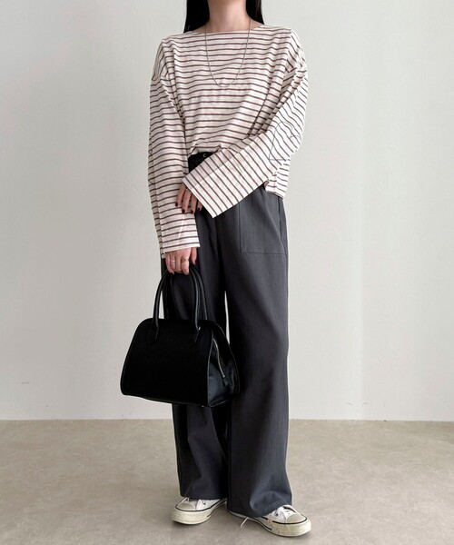 fredy emue(フレディエミュ)の「【接触冷感×UVカット/マルチ機能】ドライオックスセミワイドイージーパンツ(その他パンツ・レディース・チャコールグレー/オフホワイト/ブラック/カーキ・34/36/38)」の5枚目の写真